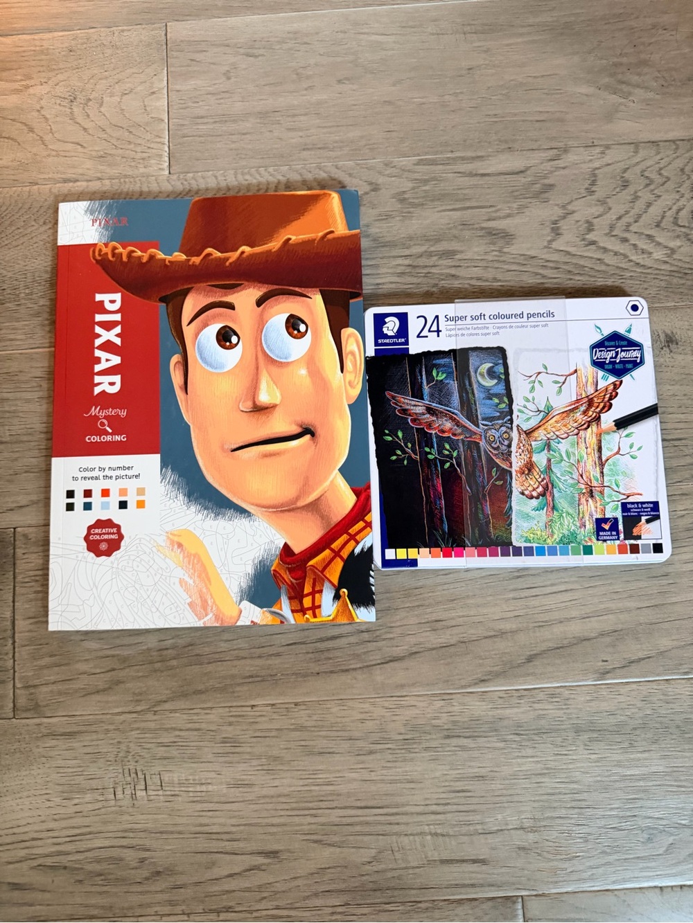 NEW Disney Pixar Mystery Coloring Book + 24 Staedtler Pencils